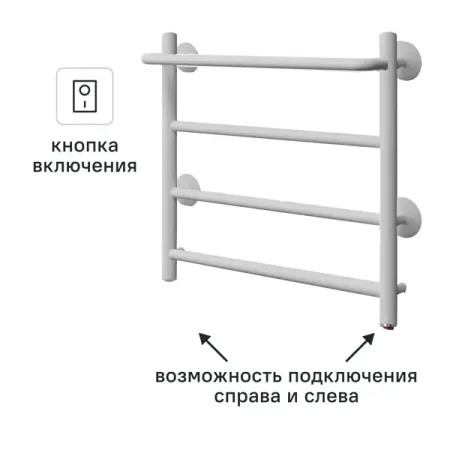 Полотенцесушитель электрический Equation 500x500 мм 50 Вт лесенка цвет белый