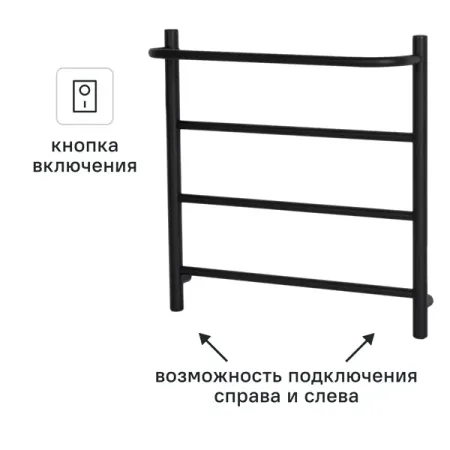 Полотенцесушитель электрический Equation 500x500 мм 50 Вт лесенка цвет черный для дома lelap лежаки прикроватная лесенка для животных нуар 60 30 30 см 60х30х30 см