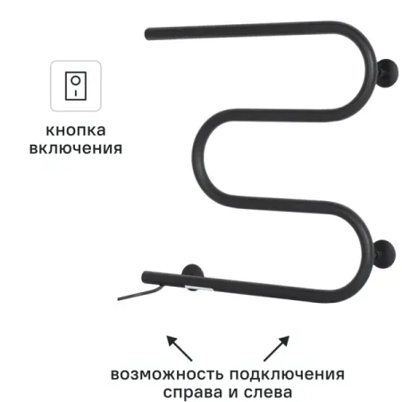Полотенцесушитель электрический Equation 500x500 мм 50 Вт М-образный цвет черный полотенцесушитель водяной стилье м образный 600х600мм 1