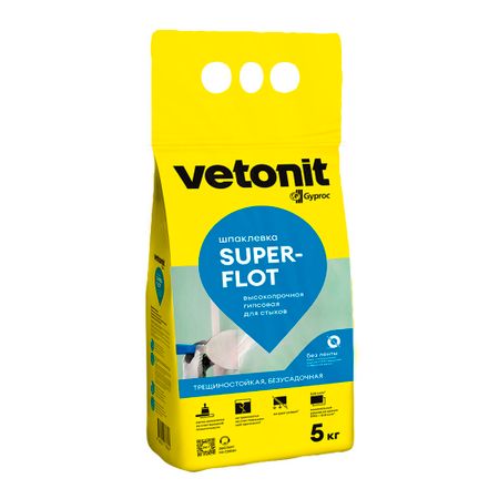 Шпаклевка гипсовая Vetonit Суперфлот высокопрочная безусадочная белая 5 кг