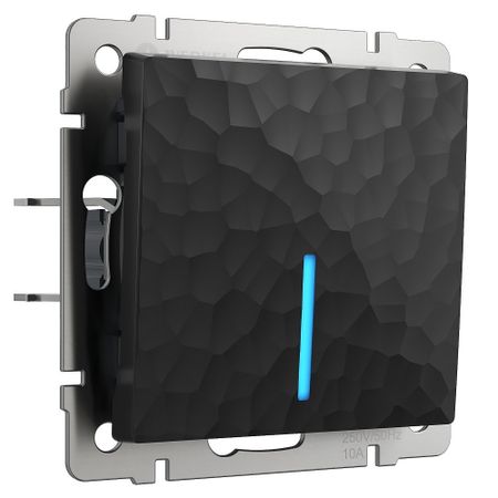 Выключатель Werkel одноклавишный встраиваемый черный с подсветкой (a052058) выключатель werkel одноклавишный встраиваемый проходной с подсветкой a052056