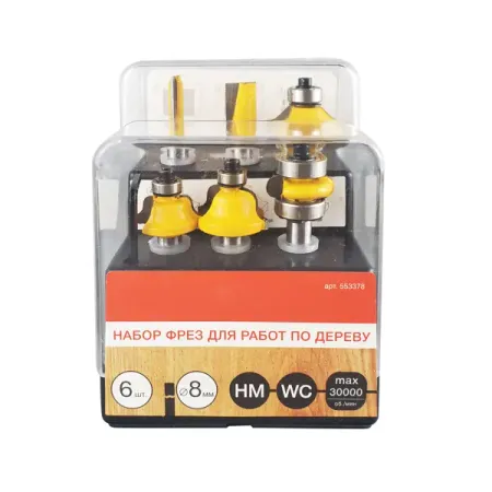 Набор фрез по дереву 553378 хвостовик 8 мм, 6 шт. фрез jgzui 2 шт 8 мм деревообрабатывающий паз