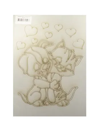 Трафарет Котенок с щенком (А4) (353) (упаковка)