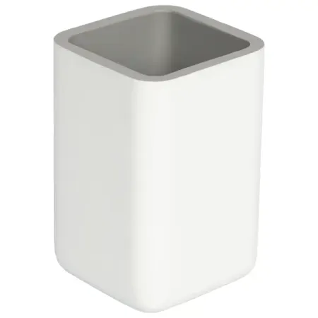 Стакан для зубных щёток Swensa Slot SWT-2601-GR-03 полирезин цвет серо-белый прокладки для зубных протезов верхней челюсти фиксирующий protefix протефикс 30шт