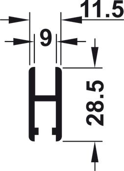 Hafele Slido F-Line14 25A профиль ходовой алюминиевый анодированный 2500мм 415.12.652
