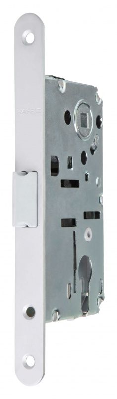 Замок врезной Hafele PZ, под профильный цилиндр, хром матовый, 50/196/18/85/8