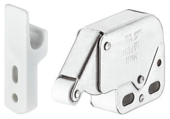 Hafele Пружинная защелка MINI-LATCH + ответная планка, белая 245.54.701