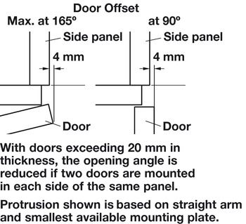 Петля Duomatic Standard 165 гр. для накладной  двери, схема 48/6 мм