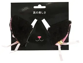 Заколки Аниме Ушки (черные) (иск.мех) (6х6) (2 шт) (12-DaKui-002)