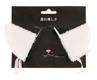 Заколки Аниме Ушки (белые) (иск.мех) (6х6) (2 шт) (12-DaKui-001)