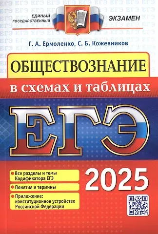 Галина Алексеевна Ермоленко, Сергей Борисович Кожевников ЕГЭ 2025. Обществознание в схемах и таблицах. Все разделы и темы Кодификатора ЕГЭ. Понятия и термины. Приложение: конституционное устройство Российской Федерации