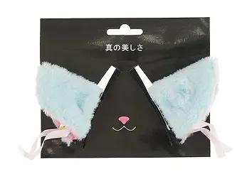 Заколки Аниме Ушки (голубые) (иск.мех) (6х6) (2 шт) (12-DaKui-003)