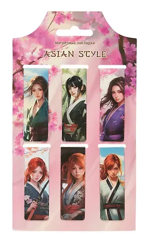 Магнитные закладки Аниме Девушки (Asian style) (6 шт) (12-Duocai-202401-2)