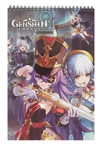 Геншин. Творческий блокнот cо стикерами A4. Шеврез и Аяка