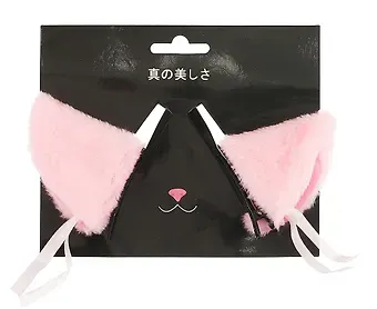 Заколки Аниме Ушки (розовые) (иск.мех) (6х6) (2 шт) (12-DaKui-004)