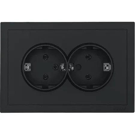 Розетка двойная встраиваемая Lezard Zima с заземлением цвет черный бархат