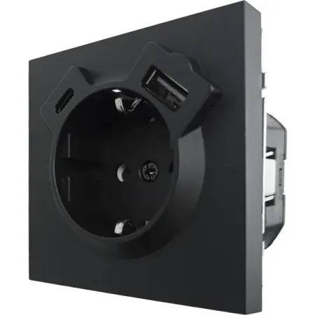 Розетка TC и USB встраиваемая Lezard Zima с заземлением цвет черный бархат для ремонта мобильных устройств saytl