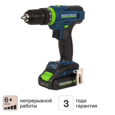 Дрель-шуруповерт аккумуляторная ударная Rockfield RF2052K, 20 В Li-ion 2x2 Ач дрель ударная hanskonner hid21100ds 1000вт