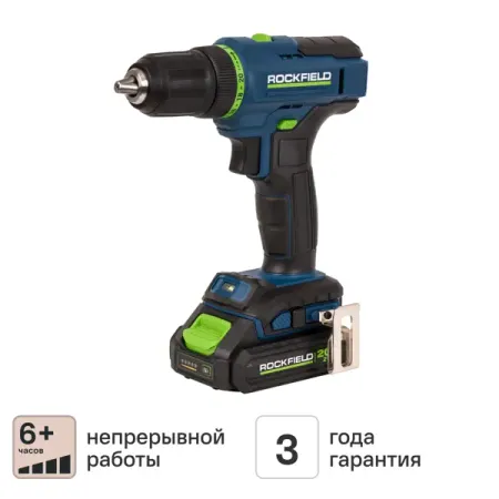 Дрель-шуруповерт аккумуляторная Rockfield RF2002K, 20 В Li-ion 2x2 Ач aneerpower беспроводная дрель 12в 21в 25в