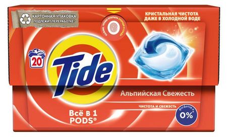 Капсулы для стирки Tide Все в 1 Pods Альпийская свежесть, 20 шт