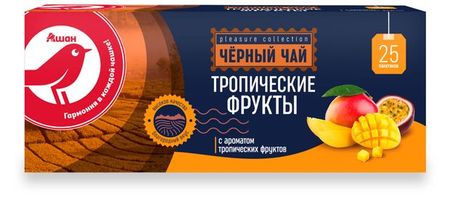Чай черный АШАН Красная птица с тропическими фруктами, 25х2 г