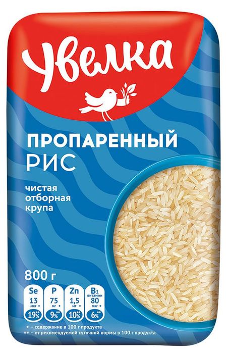 Рис длиннозерный Увелка Восточный пропаренный, 800 г