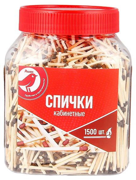 Спички АШАН Красная птица кабинетные, 1500 шт спички