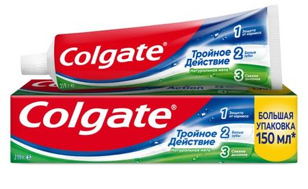 Зубная паста Colgate защита от кариеса Тройное действие мята, 150 мл