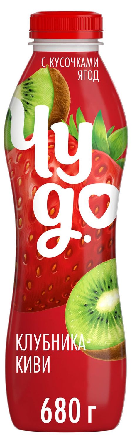 Йогурт питьевой Чудо Клубника-Киви 1,9% БЗМЖ, 680 г