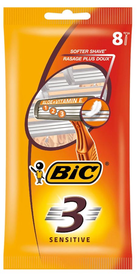 Бритва мужская одноразовая, BIC 3 Sensitive Греция, 8 шт