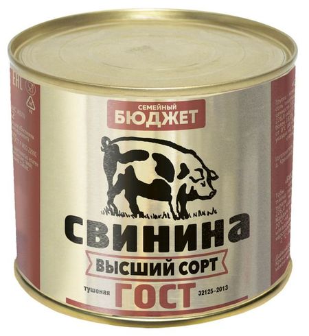 Свинина тушеная Семейный бюджет высший сорт ГОСТ, 500 г