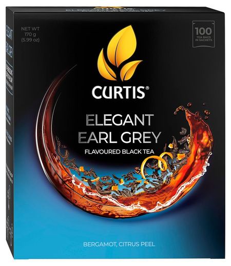 Чай черный Curtis Elegant Earl Grey с бергамотом мелколистовой, 100 пакетиков