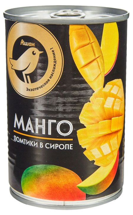 Ломтики манго АШАН Золотая птица консервированные Китай, 425 г