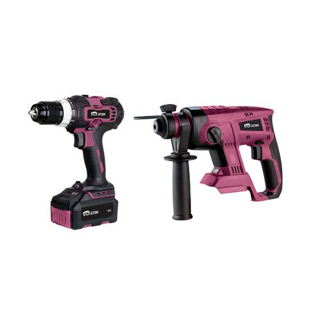 Набор электроинструмента аккумуляторный КМ АТОМ 18 В 4 Ач Li-Ion дрель-шуруповерт CD-181 и перфоратор CRH-181BL с АКБ и ЗУ