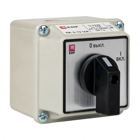 Переключатель кулачковый EKF PROxima ПК-3-13 16А 400 В 1НО+1НЗ IP54 2P серый (pk-3-13-16)