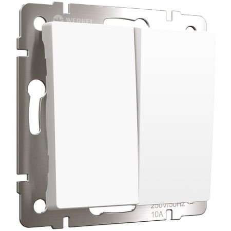 Выключатель Werkel двухклавишный встраиваемый белый матовый проходной (a059272) внутренние серебряные декоративные полоски для mazda cx 5 cx5 2017 2020 2021 2022 2023 2024 kf lhd матовый ированный наклейки