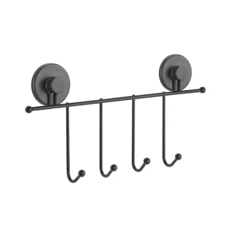 Вешалка Lemer Mezen на присоске 4 крючка цвет черный вешалка для полотенец на присоске алюминиевая 2 3 4 5 стержней