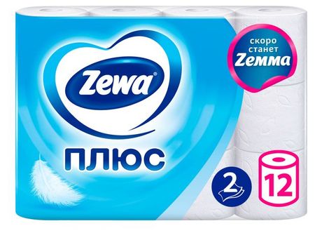 Туалетная бумага Zewa Плюс Без аромата, 2 слоя, 12 рулонов