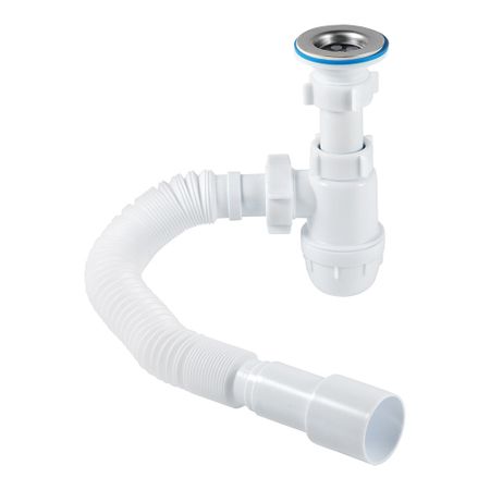 Сифон для раковины АНИ пласт 1 1/4х32 мм с выпуском 40/50 мм с соединением 40/50 мм белый (BM1016)