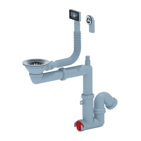 Сифон для мойки АНИ пласт 3 1/2х40 мм со смещением с выпуском d115 мм с переливом с соединением 40 мм (F5345S)