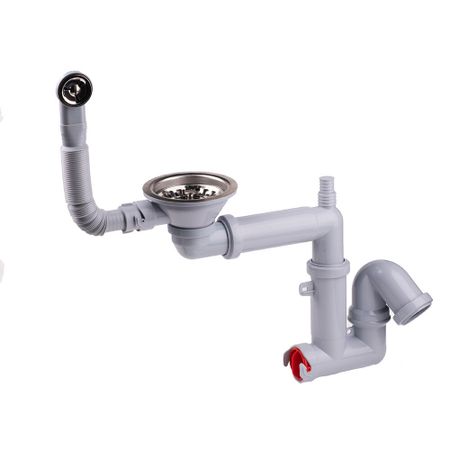 Сифон для мойки АНИ пласт 3 1/2х40 мм со смещением с выпуском d115 мм с переливом с соединением 40 мм (F5345S)