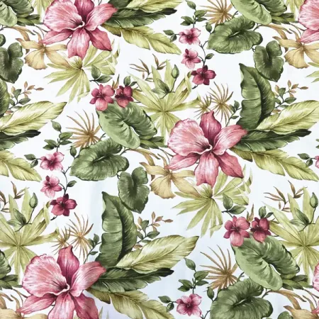 Ткань димаут цветы Лилии 160 см розовый