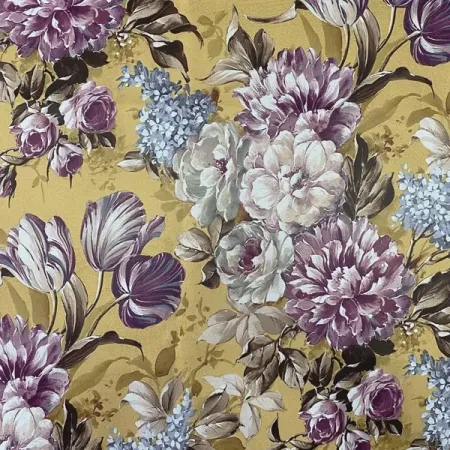 Ткань димаут цветы Пионы 160 см бежево-сиреневый