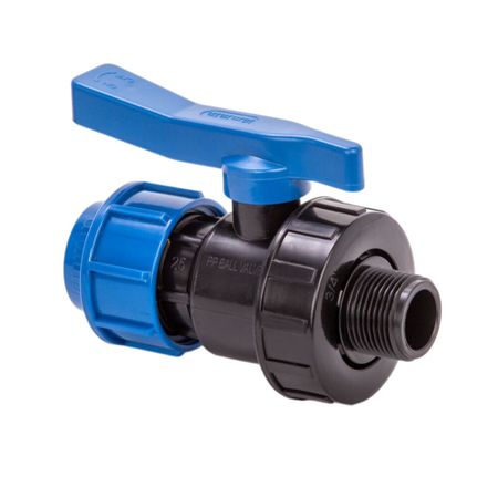 Кран шаровой ПНД Lammin компрессионный переходной 20х1/2 НР(ш)