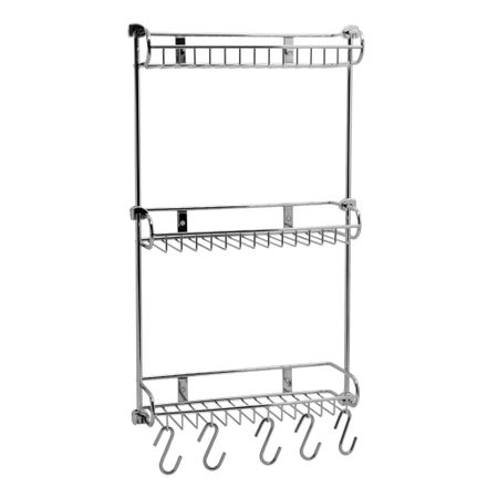 Полка для ванной WasserKraft трехъярусная с крючками 130х326х542 мм металл хром (K-1433)