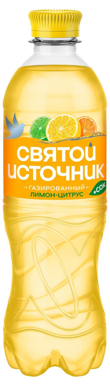 Напиток газированный Святой Источник Вода + сок Лимон Цитрус, 0,5 л