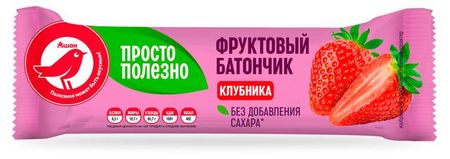 Батончик фруктовый АШАН Красная птица с клубникой, 30 г