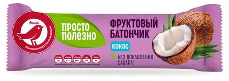 Батончик фруктовый АШАН Красная птица с кокосом, 30 г