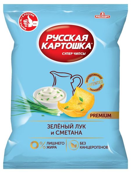 Чипсы Русская картошка сметана и зеленый лук, 190 г