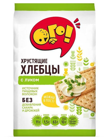 Хлебцы ОГО! с луком без сахара, без дрожжей, 75 г